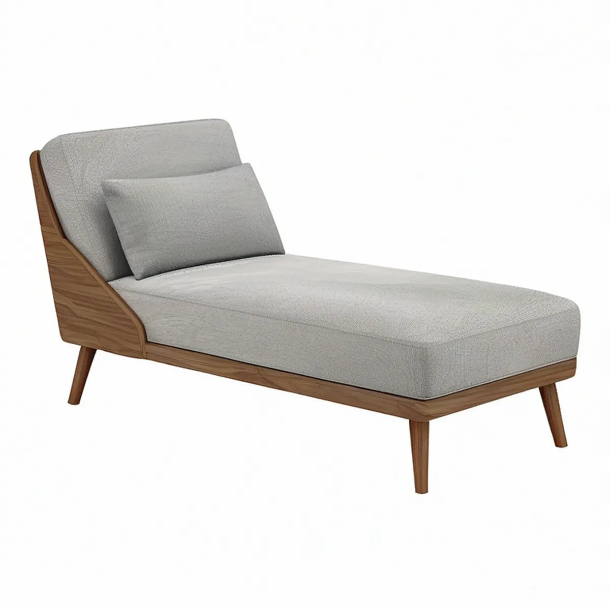 65 in Light Gray Polyester Upholstered Chaise Lounge with Walnut Brown Solid Wood Frame