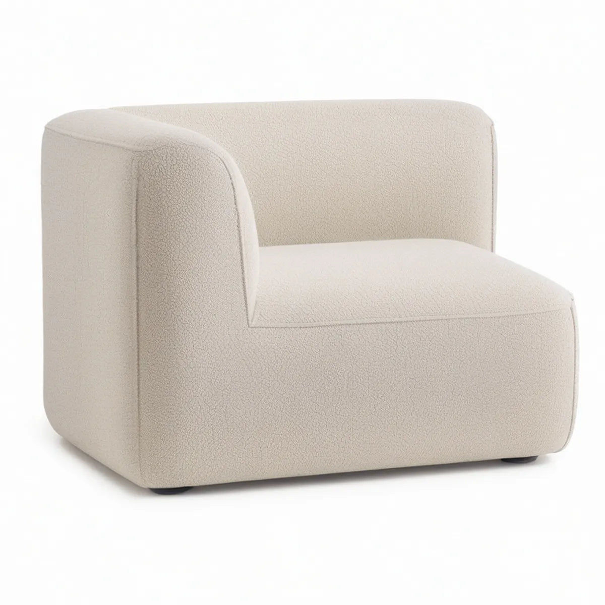 Cream Curved Barrel Armchair, 31.5 x 31.1 x 29.5 in, Polyester Boucle Upholstery