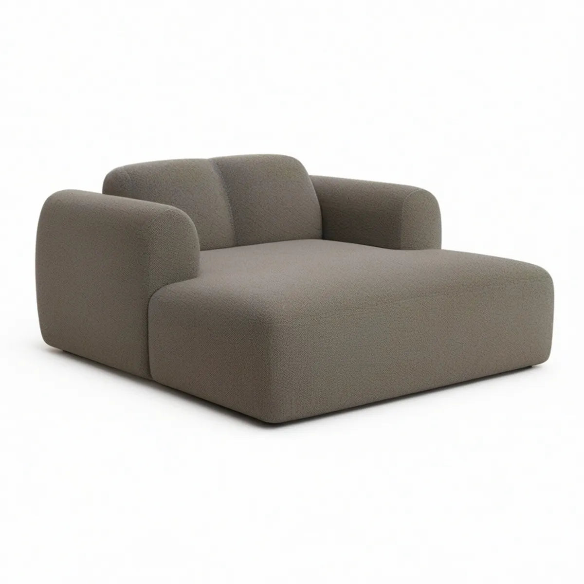 Oversized Taupe Boucle Upholstered Chaise Lounge Chair with Arms, 57 in W x 63 in D x 31 in H