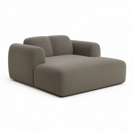 Oversized Taupe Boucle Upholstered Chaise Lounge Chair with Arms, 57 in W x 63 in D x 31 in H