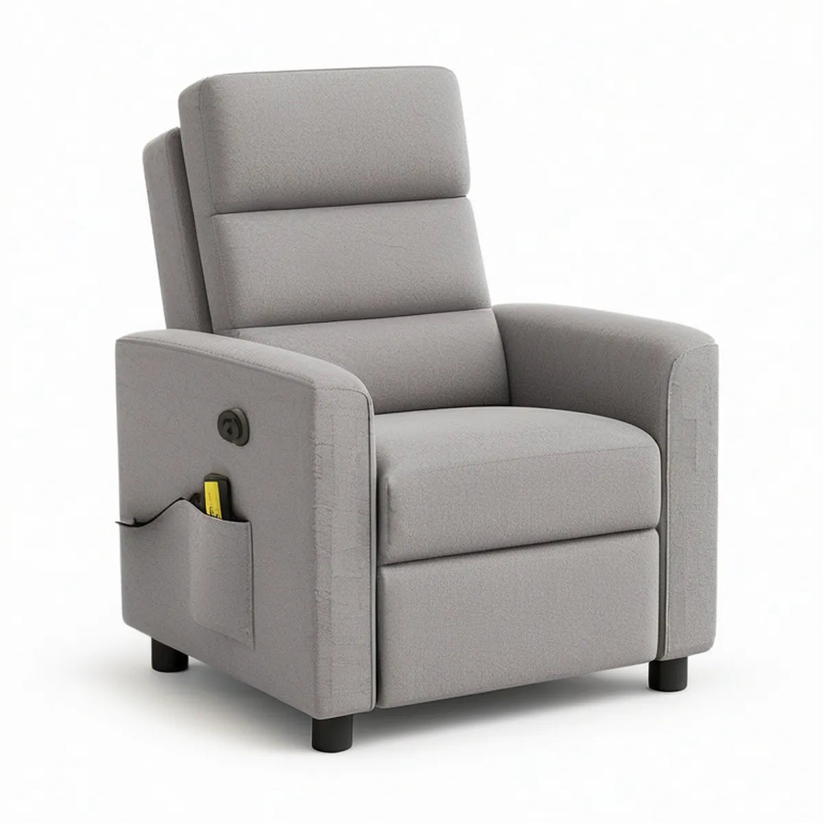 Gray Power Recliner Armchair with Side Pocket, 35.4 x 37.8 x 40.2 in
