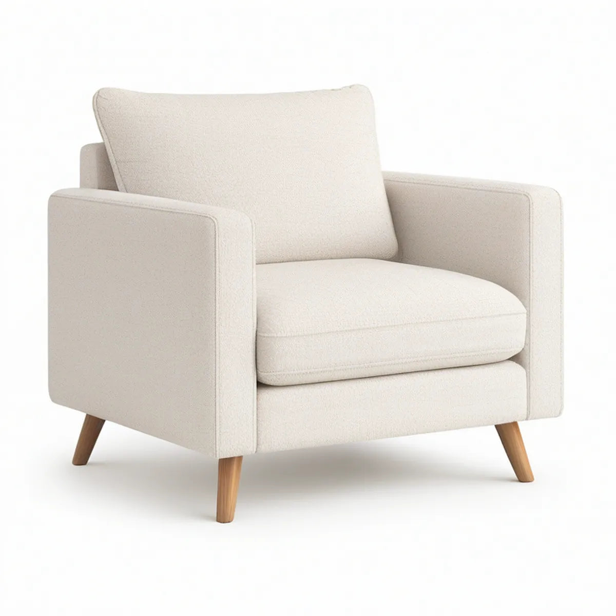 Cream Polyester Boucle Armchair, 31 in W x 33 in D x 34 in H